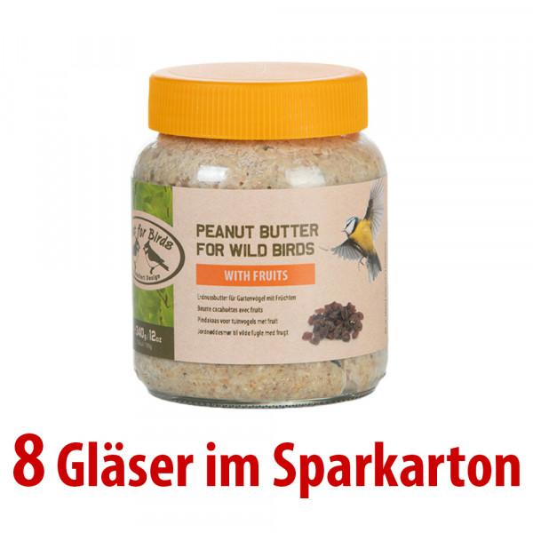 Frucht-Erdnussbutter für Wildvögel 8 Gläser im SPARKARTON (8 x 340 g = 2,7 kg) FB252