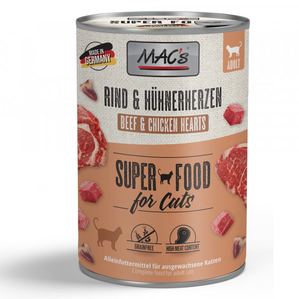 MAC’s Cat Rind & Hühnerherzen getreidefrei 400 g Dose