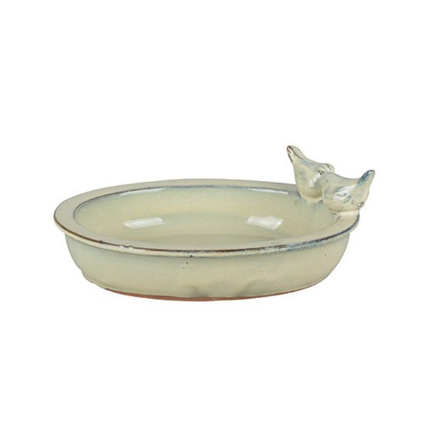 FB404 Esschert Design Vogeltränke Keramik oval Farbe: Creme