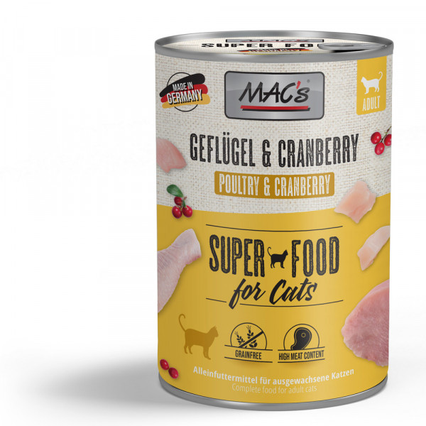 MAC’s Cat Geflügel & Cranberry getreidefrei 400 g Dose