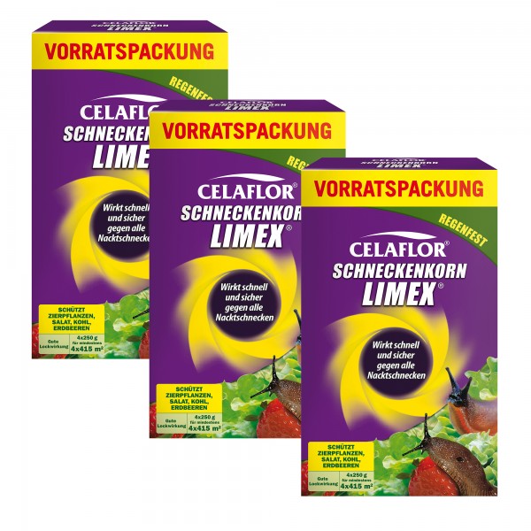Celaflor 3302 SCHNECKENKORN LIMEX 3 x 4 x 250 g
