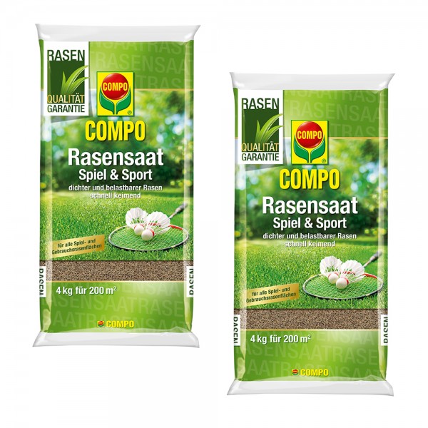 COMPO Rasensamen Spiel und Sport 2 x 4 kg für 2 x 200 m²