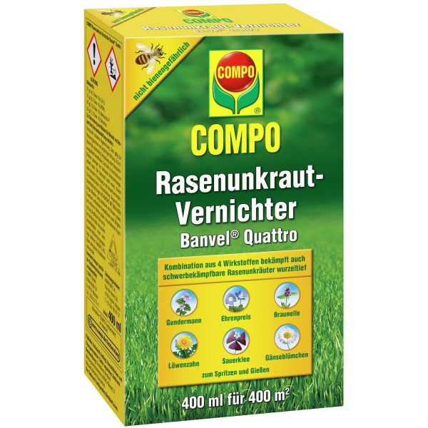 COMPO Rasenunkraut-Vernichter Banvel® Quattro 400 ml (Flasche mit Dosierbecher)